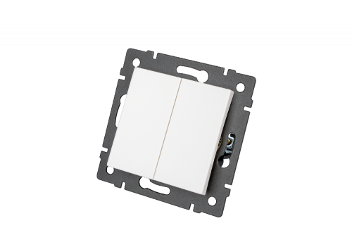 Механизм выключателя двухклавишный самовозвратный SWT-MKR2-PL-WH-V (250V, 10A) (Arlight, -)