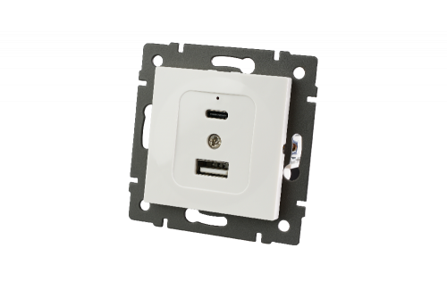 Механизм USB розетки SCT-MUAC-PL-WH-V (5V, 3A, QC4) (Arlight, -)