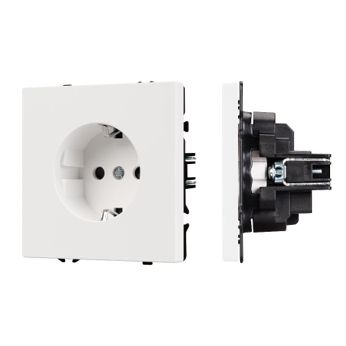 ARL NOBE Розетка зк со шторками софт-тач белый кварц SCT-MEU-SFPL-WH (250V, 16A) (Arlight, -)