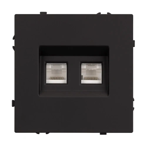 ARL NOBE Розетка компьютерная двойная софт-тач черный оникс SCT-MPC2-SFPL-BK (2хRJ-45, CAT6) (Arlight, -)