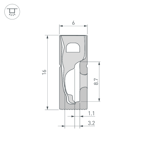 Силиконовый профиль WPH-FLEX-0616-SIDE-S9-5m FULL BLACK (Arlight, Силикон)