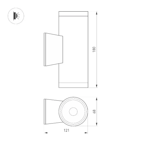 Светильник настенный LGD-WALDER-R68-2x7W Day4000-MIX (Черный, 40 deg, 230V) (Arlight, IP65 Металл, 5 лет)