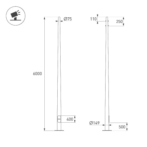 Опора фланцевая OXOR-OK-D75-L6000 (SL) (Arlight, Сталь)
