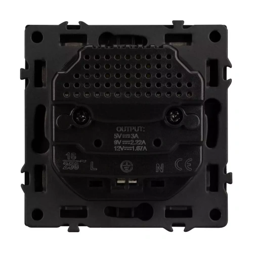 Механизм розетки с USB зарядкой SCT-NOBE-MUAC-SFPL-BK (230V, 16A) (Arlight, Черный оникс)