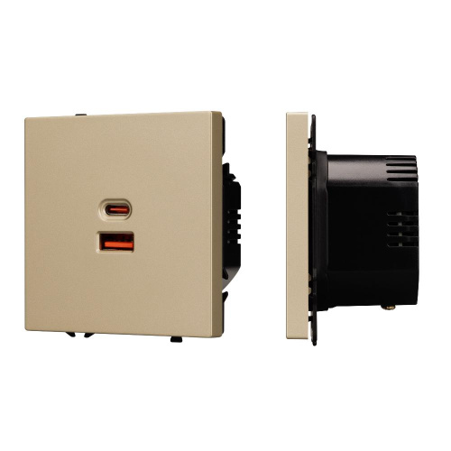 ARL NOBE USB Розетка тип A+C софт-тач золотой песок SCT-MUAC-SFPL-FC-GD (65W, QC3) (Arlight, -)