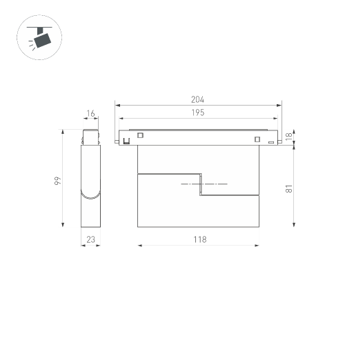 Светильник MAG-ORIENT-FLAT-FOLD-S195-6W Day4000 (WH, 80 deg, 48V) (Arlight, IP20 Металл, 5 лет)