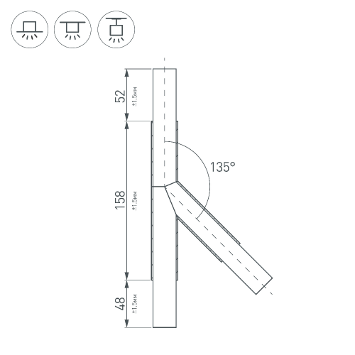 Тройник PLS-LOCK-H25-T135L левый (с экраном MAT-L) (Arlight, Металл)