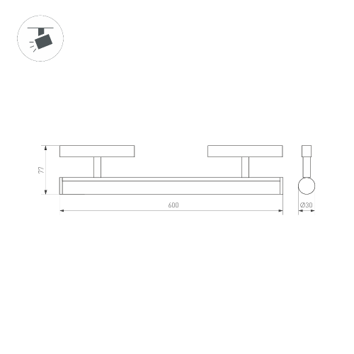 Светильник MAG-ORIENT-TUBE-CORNER-L600-20W Day4000 (BK, 180 deg, 48V) (Arlight, IP20 Металл, 5 лет)