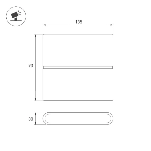 Светильник настенный SP-FLAT-S135x90-2x3W Day4000-MIX (Черный, 75 deg, 230V) (Arlight, IP65 Металл, 3 года)