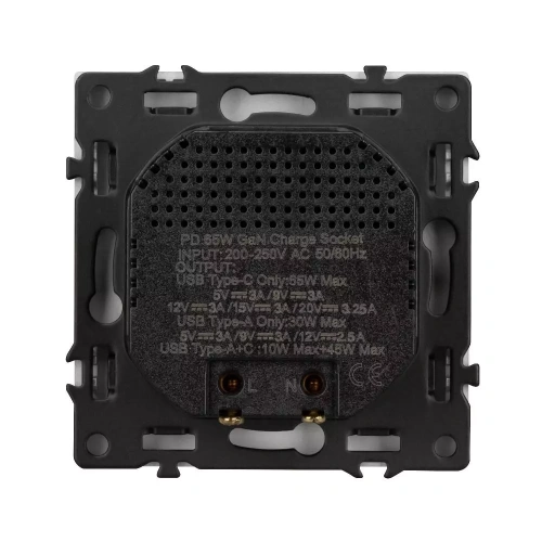 Механизм розетки с быстрой USB зарядкой SCT-NOBE-MUAC-SFPL-FC-IS (65W, QC3) (Arlight, Никель)