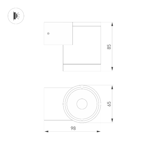 Светильник LGD-RAY-WALL-R65-9W Day4000 (GR, 23 deg, 230V) (Arlight, IP65 Металл, 3 года)