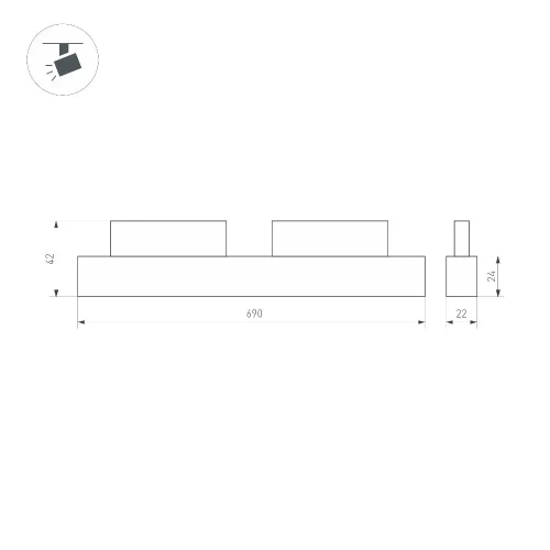 Светильник MAG-ORIENT-FLAT-L690-24W Day4000 (Черный, 100 deg, 48V) (Arlight, IP20 Металл, 5 лет)