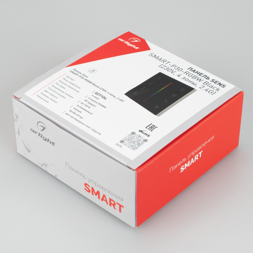 Панель Sens SMART-P30-RGBW Black (230V, 4 зоны, 2.4G) (Arlight, IP20 Пластик, 5 лет)