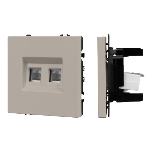 ARL NOBE Розетка компьютерная двойная софт-тач кашемир SCT-MPC2-SFPL-CA (2хRJ-45, CAT6) (Arlight, -)