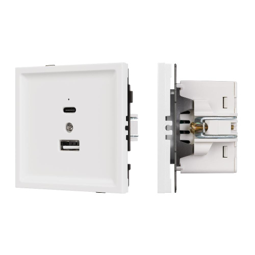 Механизм USB розетки SCT-TENDO-MUAC-SFPL-WH (5V, 3A, QC3) (Arlight, Матовый белый)
