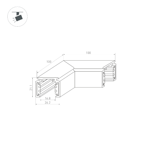 Коннектор угловой MAG-ORIENT-CON-2620-L90 (BK) (Arlight, IP20 Металл, 3 года)