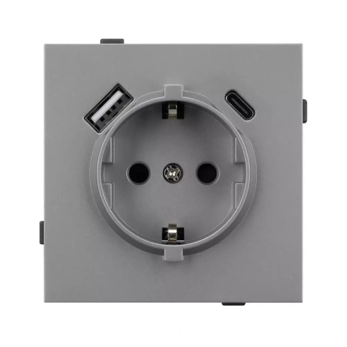 Механизм розетки с USB зарядкой SCT-TENDO-MUAC-PL-GR (230V, 16A) (Arlight, Графитовый)