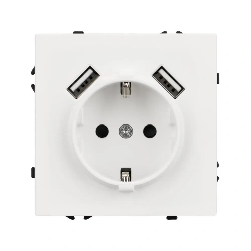 ARL NOBE Розетка зк со шторками с USB тип А+А софт-тач белый кварц SCT-MUAA-SFPL-WH (250V, 16A) (Arlight, -)