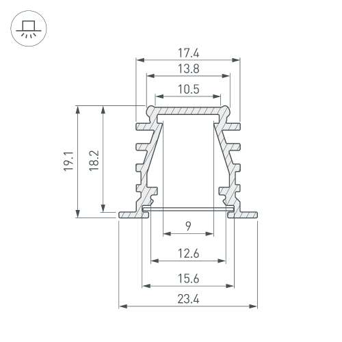 Профиль TOP-DEEP-F-2000 ANOD (K13,P15) (Arlight, Алюминий)