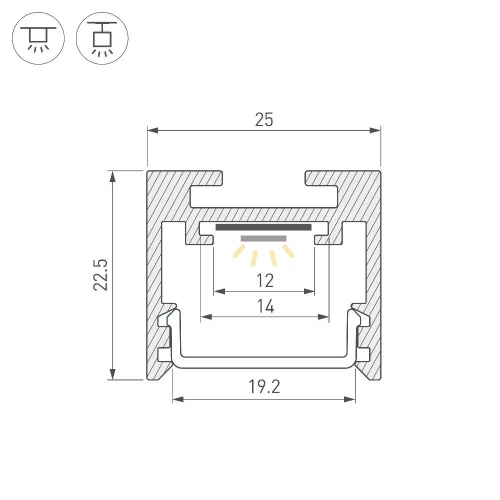 Профиль SL-LINE-2522-2500 BLACK (Arlight, Алюминий)